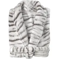 Zohome Siberian White Tiger Badjas Lang - Flanel Fleece - Maat XL - Grey - Badjas Dames - Badjas Heren