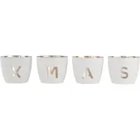 Giftcompany Set van 4 - Witte Kerstmis Waxinelichthouders XMAS van - moderne waxinelichtjeshouders voor kerst