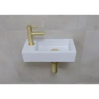 Mueller Mini Rhea 36x18x9cm fonteinset mat wit met gouden kraan links