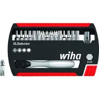 Wiha Bitset XLSelector Standard 25 mm assorti 18-delig met bitratel 1/4" C6,3 - 36951