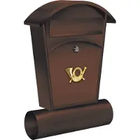 VOREL Brievenbus met krantenrol en 2 sleutels - bruin - 480x280x80 mm