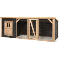 Voldux Milan XL - Kippenhok met ren - Naturel - zwart - 342x130x132 cm
