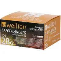 Wellion veiligheidslancetten 28 G 1,5 mm 100 St Lancetten