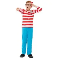 Smiffys - Where's Wally? Deluxe Kinder Kostuum - Kids tm 6 jaar - Multicolours/Wit