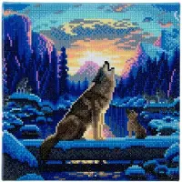 Craft Buddy Huilende Wolven, 30x30cm Kristallen Kunst Kit