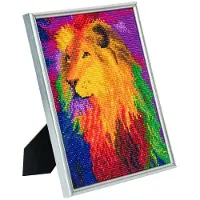 Crystal Art "picture Frame Kit" 21x25 Cm Rainbow Lion With Silver Frame (full Painting)