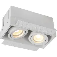 Lucide Inbouwspot Trimless, 2-lamps, wit dimbaar, wit / opaal, Woon-/ Eetkamer, Aluminium, inbouwspot