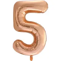 Unique Folie ballon cijfer 5 goud-roze 86 cm - .