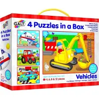 Galt legpuzzel 4-in-1 Voertuigen 4-6-8-12 stukjes