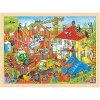 Goki Puzzel - Bouwwerf - 96 stukjes - 40x30x0,8cm - Hout - 3+