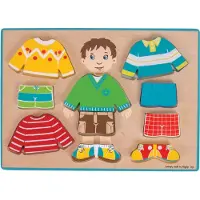 Bigjigs houten puzzel aankleden jongen educatief speelgoed.