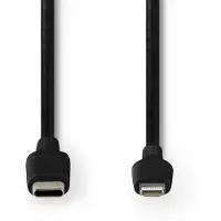 Nedis 8-pins Lightning naar USB-C kabel - USB2.0 - tot 20V/3A / zwart - 2 meter