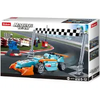 Sluban Racing Team klein circuit bouwspeelgoed kinderen vanaf 6 jaar – Constructiespeelgoed bouwdoos met 210 bouwstenen – M38-B0762