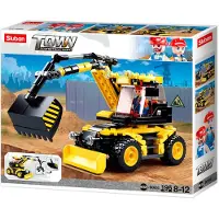 Sluban Town Graafmachine Bouwplaats bouwspeelgoed kinderen vanaf 8 jaar – Constructiespeelgoed bouwdoos met 196 bouwstenen – M38-B0805