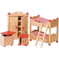 Goki - Poppenhuismeubeltjes serie 2: Kinderkamer 4-delig - Hout