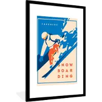 PosterMonkey Fotolijst incl. Poster - Spreuken - Wintersport - 'Freeride snowboarding' - Quotes - 80x120 cm - Posterlijst