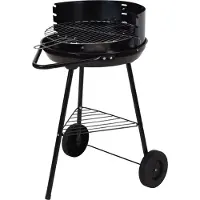 BBQr's Delight Barbecue Half Open Op Wielen 43 Cm Zwart zwart Staal BBQ Barbecue