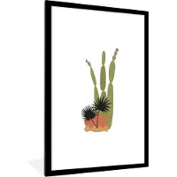 PosterMonkey Fotolijst incl. Poster - Cactus - Planten - Abstract - Botanisch - 60x90 cm - Posterlijst