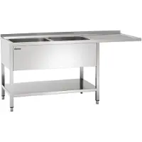 Bartscher Spoeltafel 700, 2 spoelbakken Links, 180(B)x70(D)x85(H)cm