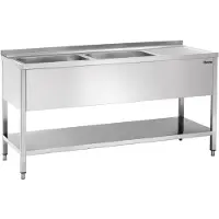 Bartscher Spoeltafel 700, 2 spoelbakken Links, 180(B)x70(D)x85(H)cm