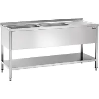 Bartscher Spoeltafel 700, 2 spoelbakken Links, 160(B)x70(D)x85(H)cm