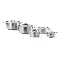 Hendi Kookpan met deksel 4,9 l 240x110 mm Keuken Lin, Pan + steelpan, Zilver