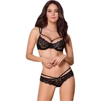 Obsessive - bh set - kant bloemenprint - zwart