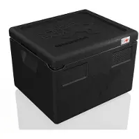Kängabox Thermobox Expert GN 1/2, inhoud 19 l, draaggrepen, stapelbaar, met deksel, herbruikbaar, L 390 x B 330 x H 280 mm, EPP, zwart