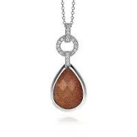 Orphelia Hanger + Ketting Glass -Gold Sandstone Zirconium ZH-4823