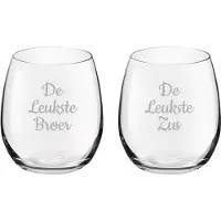 Royal Leerdam Gegraveerde Drinkglas 39cl De Leukste Broer-De Leukste Zus