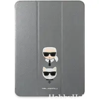 Karl Lagerfeld KLFC12OKCG und Choupette Head Saffiano Folio Cover für iPad Pro 12,9 Silber