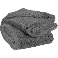 Unique living Plaid teddy 200x150 cm donkergrijs deken