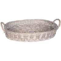 C&T Phoenix Mand Laag Grijs 48x33xh8cm Ovaalwillow