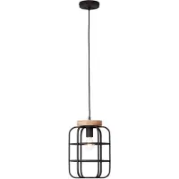Brilliant Pendelleuchte Gwen Holz/Schwarz korund Ø25cm max. 40W E27 kürzbar