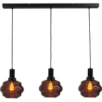 Masterlight 3 Lichts Hanglamp Zwart Porto Met Ball Red Glazen Ø 24cm