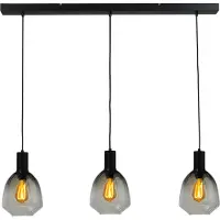 Masterlight 3-lichts hanglamp - zwart - Porto met Nicolette green glazen