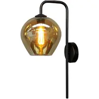 Masterlight Zwarte wandlamp Quinto met smoke glas