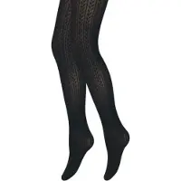 Bonanza Panty - Ribgebreid - Gestreept - Zwart - Maat L (42-44)