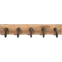 Decostar Kapstok - 5 haaks - Metaal - Bruin - 60cm - Hout - Wand - Industrieel