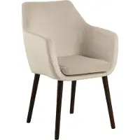Scandes Fluwelen armstoel Nora Beige met houten poten