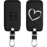 Kwmobile autosleutelhoes geschikt voor Renault 4-knops Smartkey autosleutel (alleen Keyless Go) - Hoesje van imitatieleer in wit / zwart - Brushed Hart design