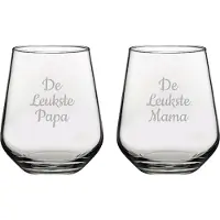 Pasabahce Gegraveerde Drinkglas 42,5cl De Leukste Mama-De Leukste Papa