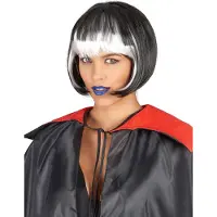 Funny fashion Heksenpruik kort haar - zwart/wit - dames - Halloween/carnaval