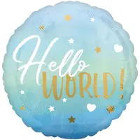 Amscan - Folieballon Hello World Blauw 43 cm