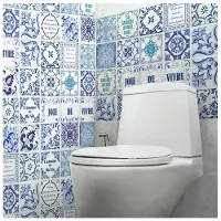 Walplus muursticker Franse Quote 20 cm PVC blauw/wit 12 stuks