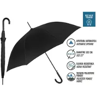 Perletti paraplu automatisch windproef 103 cm microvezels zwart