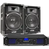 Fenton DJ geluidsinstallatie met Bluetooth - MAX8 DJ luidsprekers + Bluetooth versterker combinatie - 800W