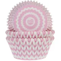 Cake Supplies Cupcake Vormpjes Chevron Roze 50x33mm. 50st.