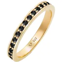 Elli - Elli Ringen Dames Band Ring Elegant Filigraan Zwart met Kristallen in 925 Sterling Zilver Verguld
