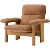 Audo Copenhagen Brasilia fauteuil Oiled oak-Dunes camel leather 21004